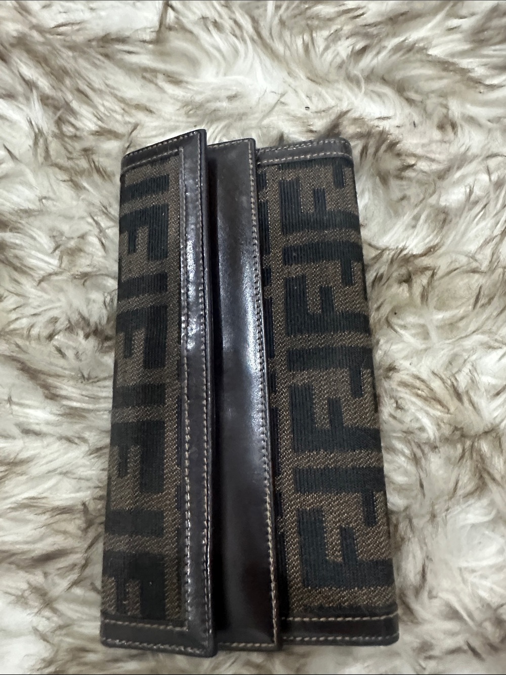 FENDI Brown and Black FF Logo Fold Wallet - Picture 1 of 5